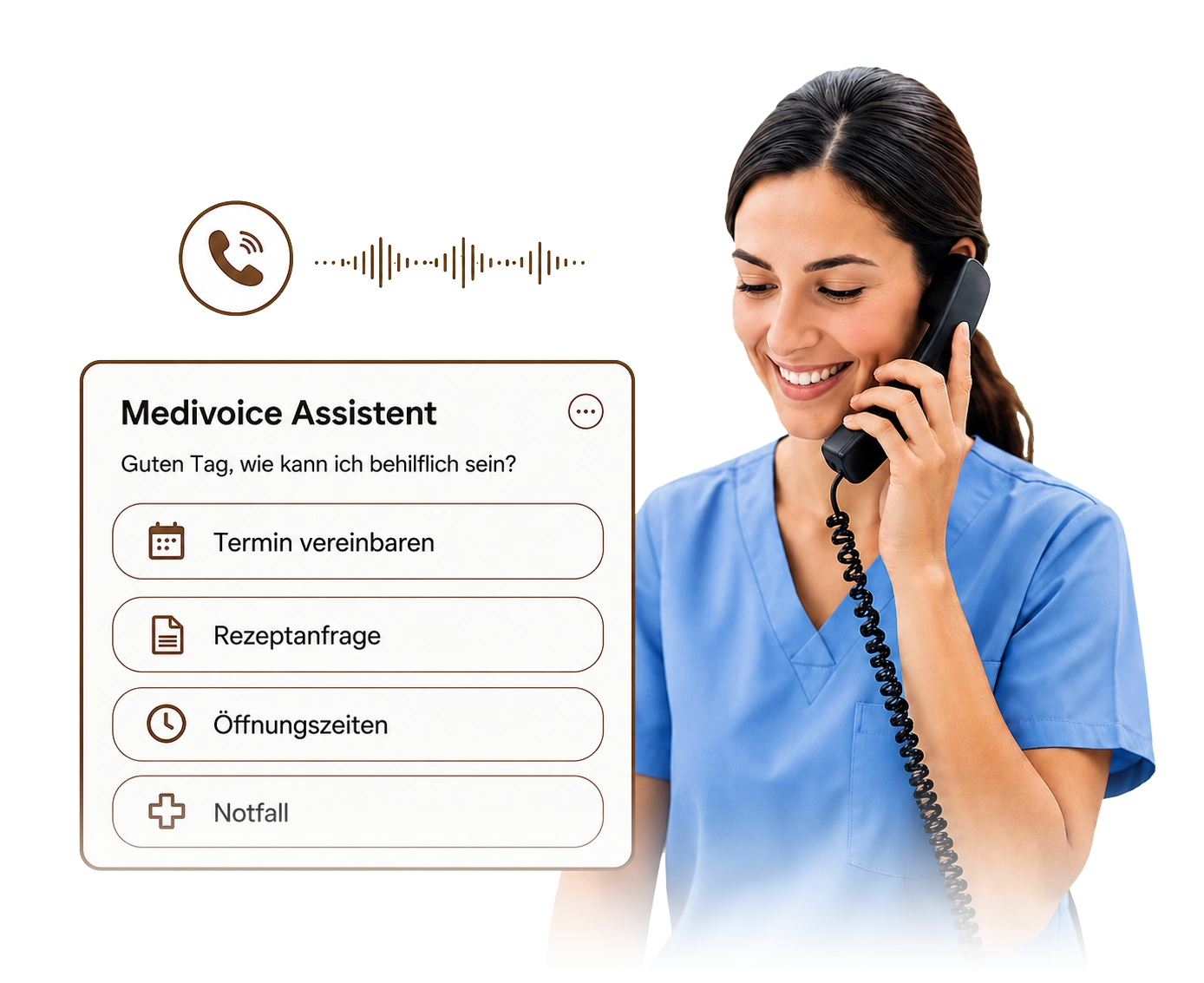 MediVoice KI-Assistent für Arztpraxen – Terminmanagement, Rezeptanfragen, Telefonie